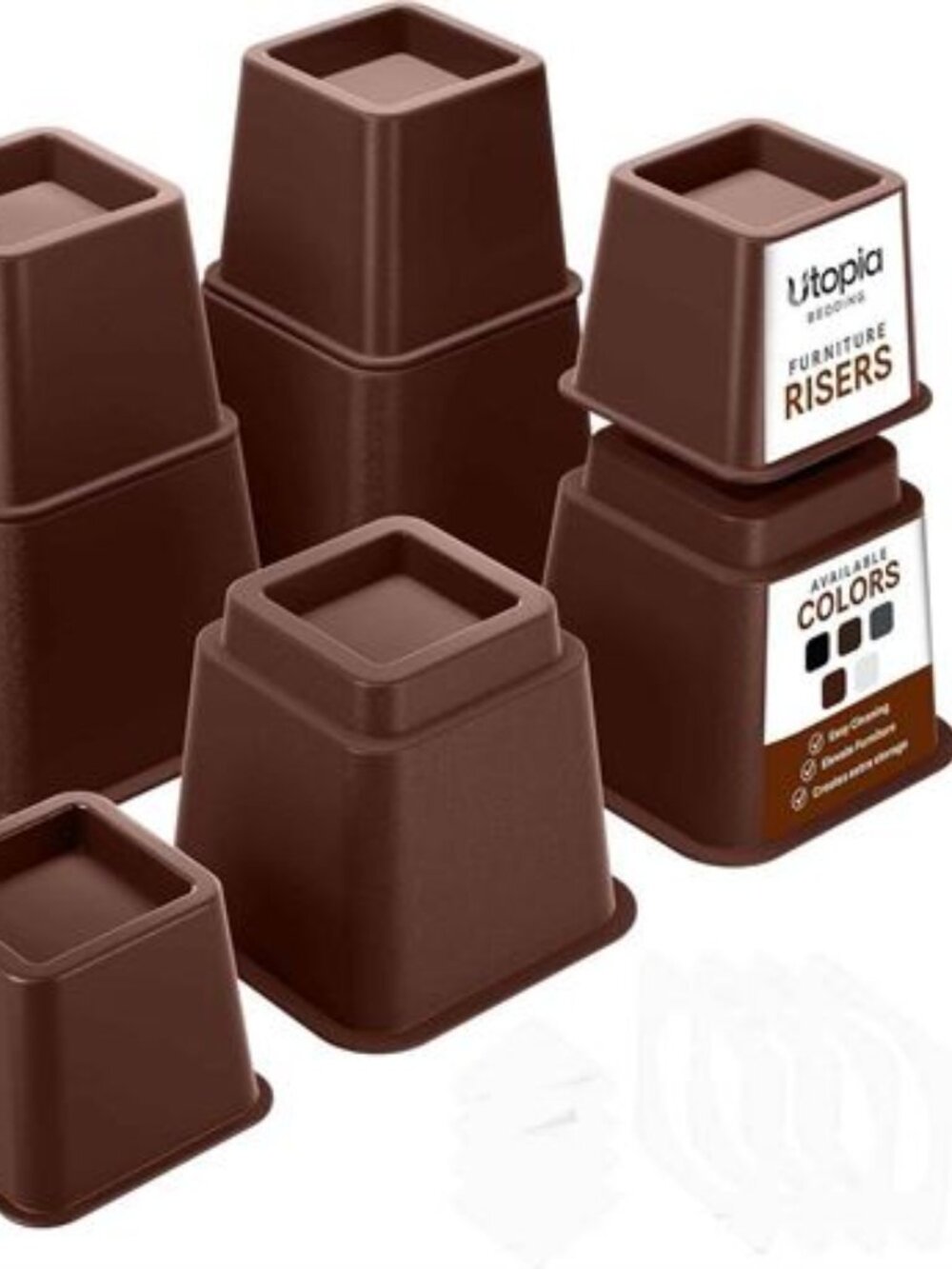NWB Utopia Bedding 8-piece Mixed Size Adjustable Furniture Risers (Brn/Blk/Wh)
